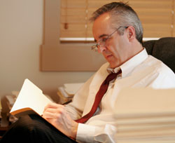 lawyer studying case files